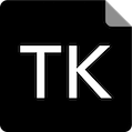 TK Notice icon. Black background with the top right corner folded and the letters "TK" in white in center.
